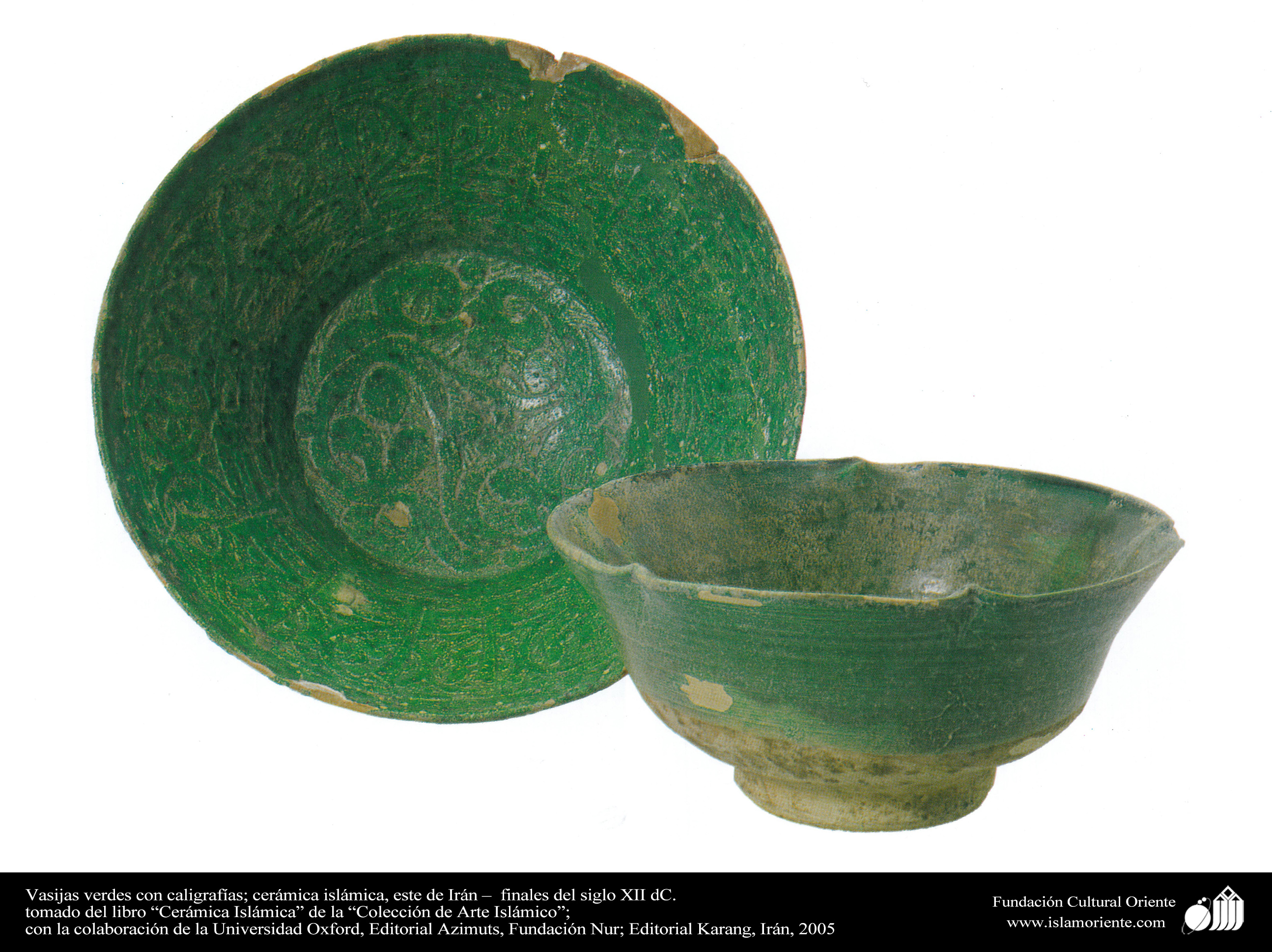 Islamic Pottery Islamic ceramics Green pots with calligraphy